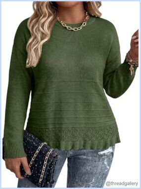 Plus Size Sweaters for Women Long Sleeve Crew Neck Pullover Oversized Jumper